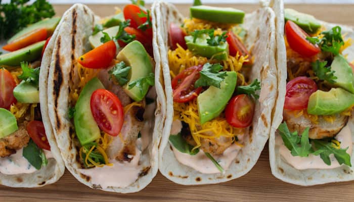 Grilled Lemon Chicken Tacos  with Spicy Lemon Sauce