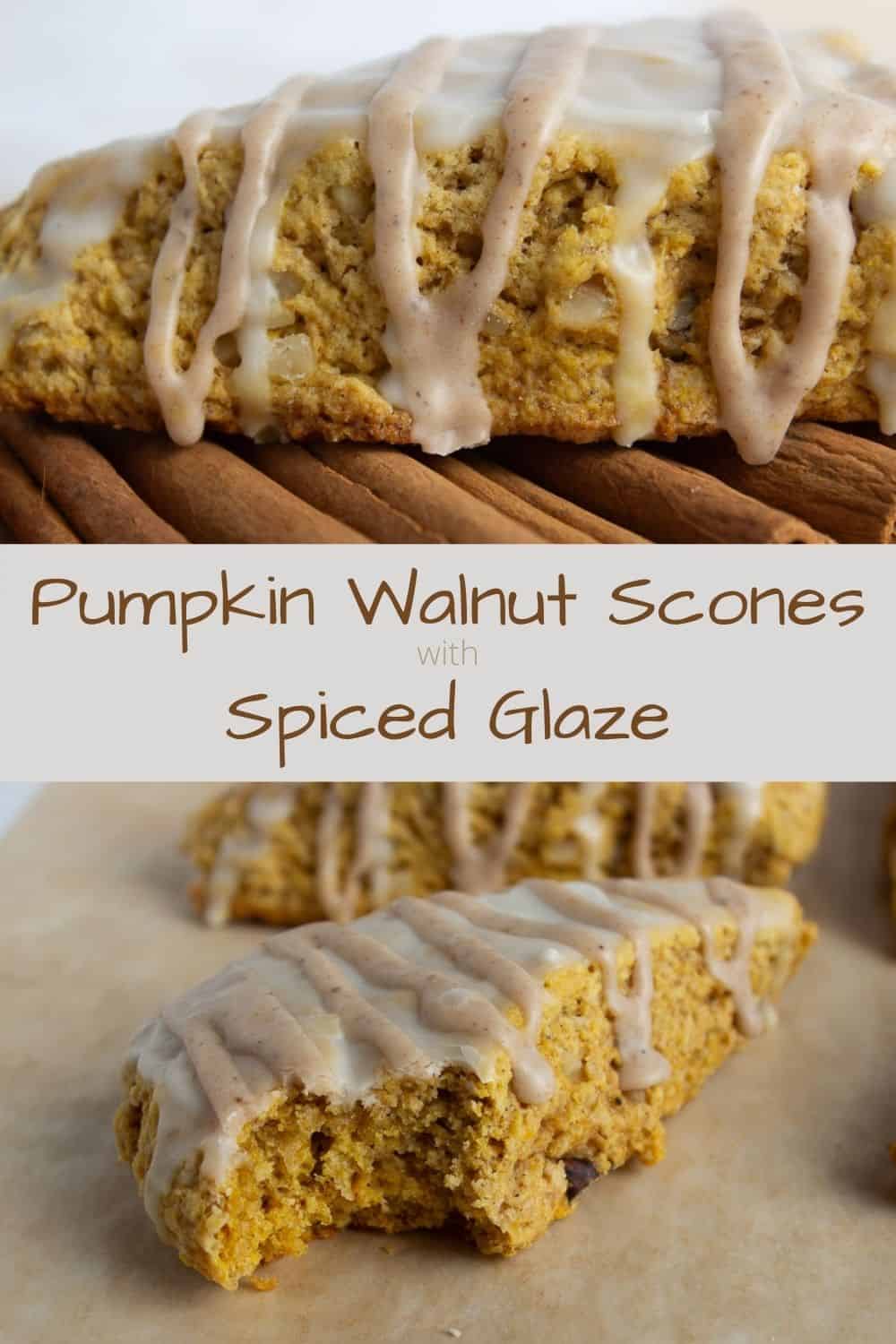 Pin image with text for pumpkin walnut scones 