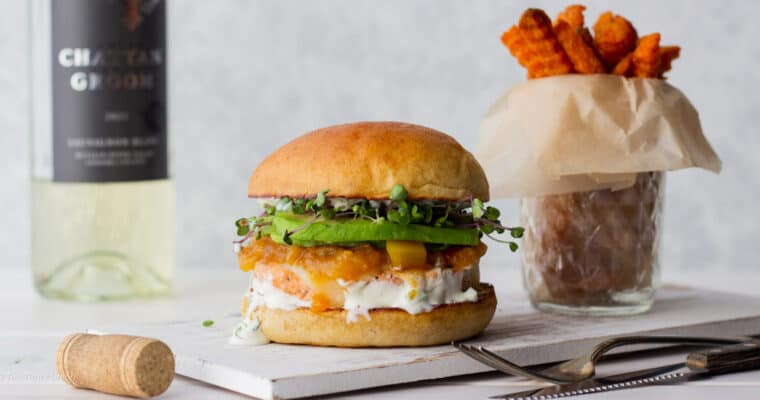 Gourmet Salmon Burger with Mango Chutney