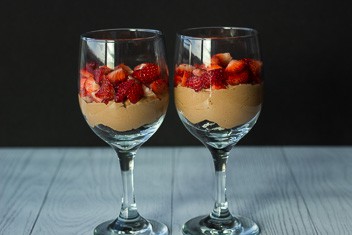 layer of diced strawberries on top of mousse