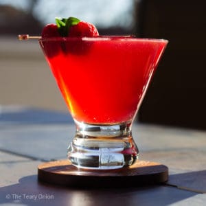 straight on shot of raspberry martini