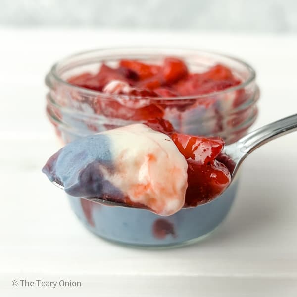 a spoonful of red white and blue mousse