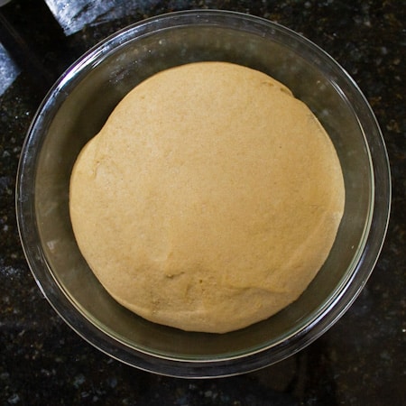 dough raised in a bowl